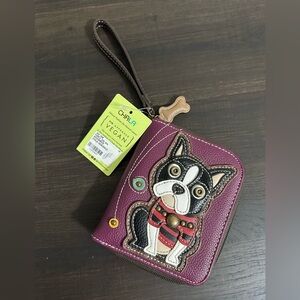 Chala Purple Wallet with Boston Terrier Dog Design